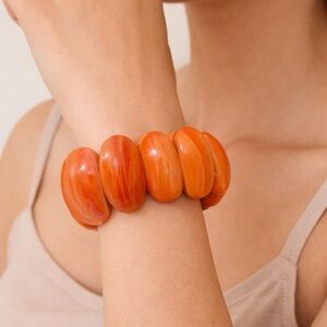 Chunky Orange Carnelian Bead Bracelet Bold Statement